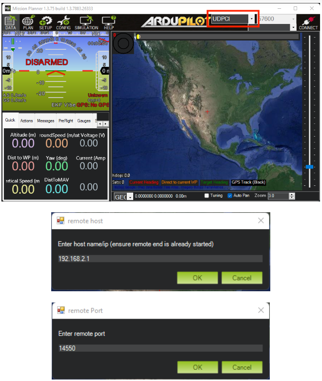Mission Planner UDP connection