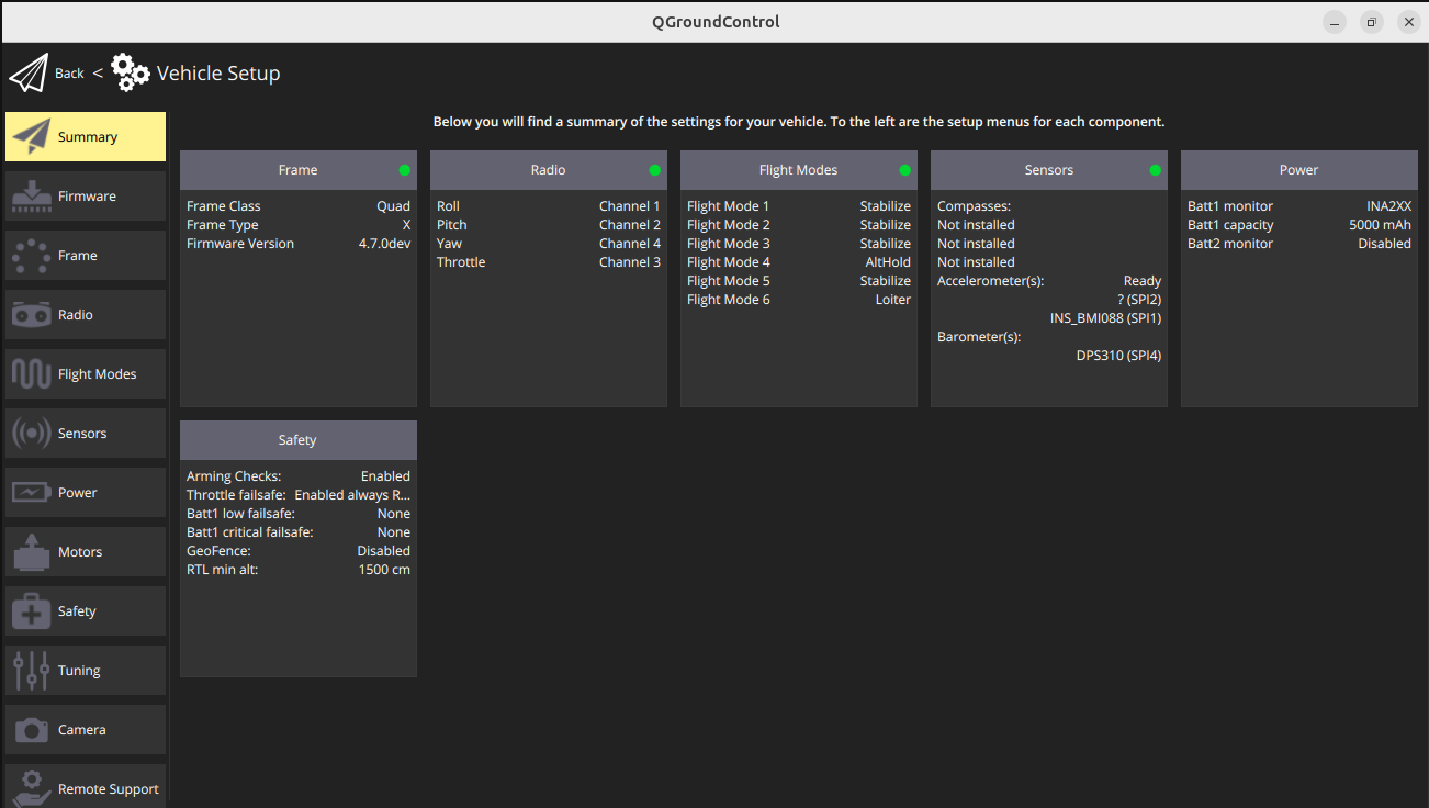 QGroundControl Status Example